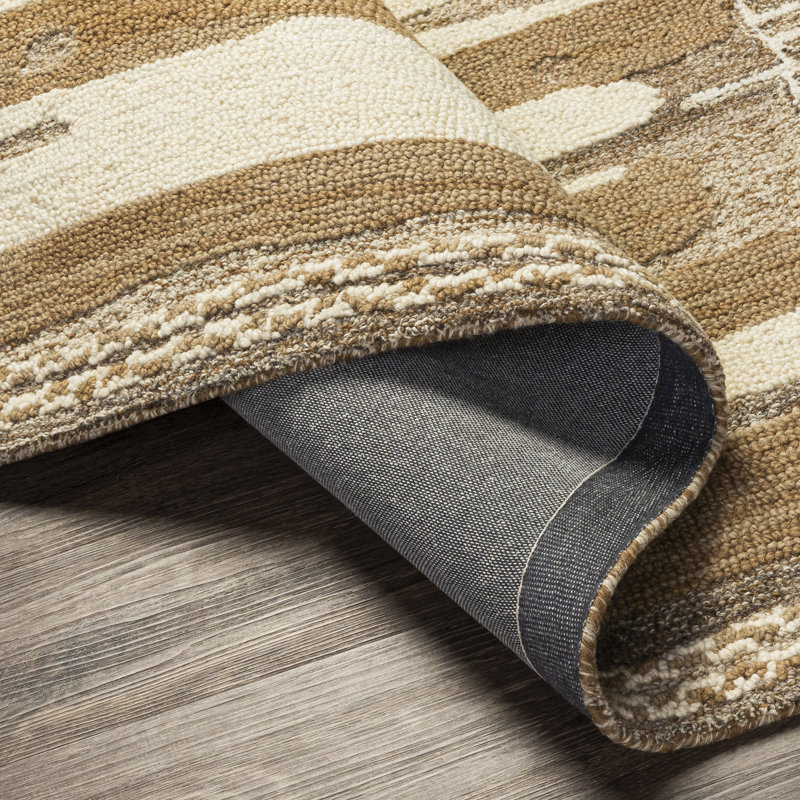 Lumia Handmade Tufted Wool Khaki Area Rug, Rectangle 3' x 5'