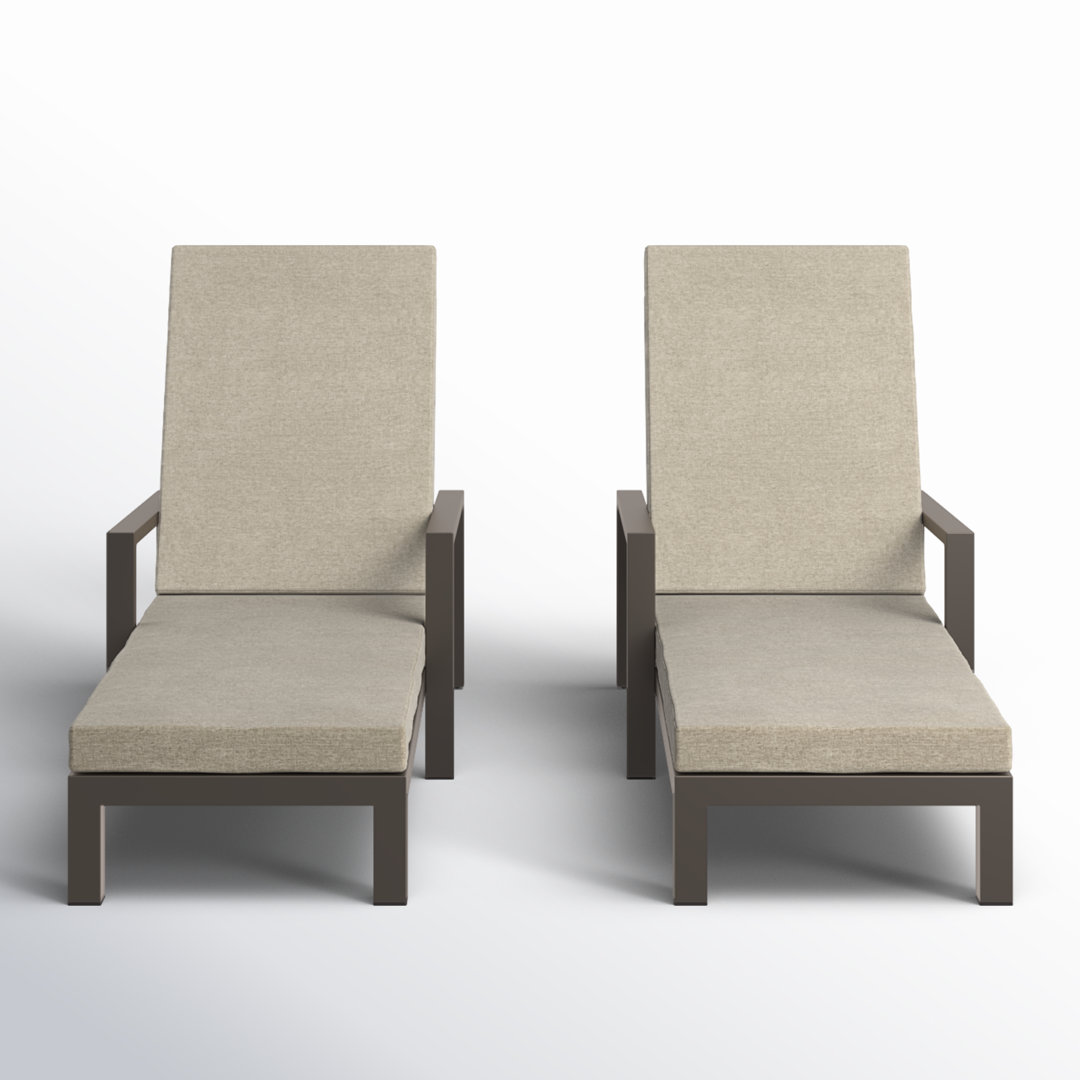Hoyt 35'' Outdoor Metal Chaise Lounge (Set of 2) AllModern Frame Color/Cushion 