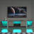 TV Console With Large Storage Cabinets, Biplane Shape Design LED TV Stand With Remote Control, Multiple Modes Changing Lights Modern Entertainment Centre With Power Cord