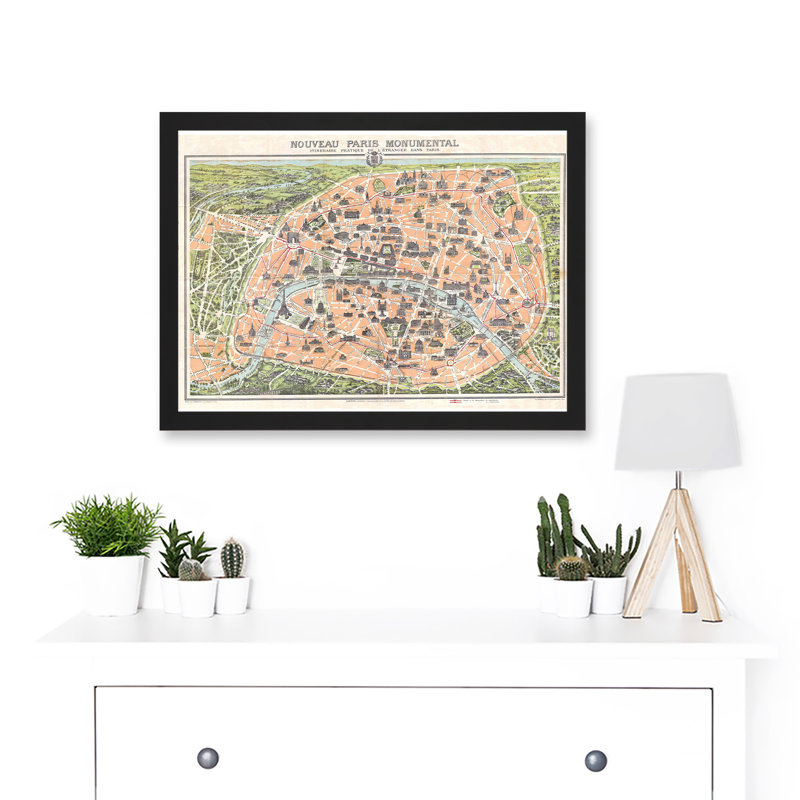 Antique Garnier Paris Tourist City Map - Single Picture Frame Print