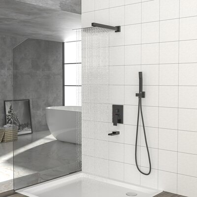 Tub Spout Rain Shower Head with Handheld Shower System -  JUNTOSO, DDH-SLF16015-B-12