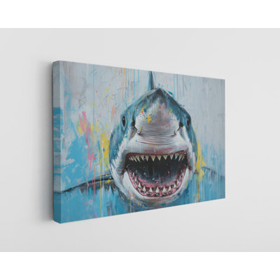 Scary Shark Canvas Print, Modern Wall Art Decor for Home & Office