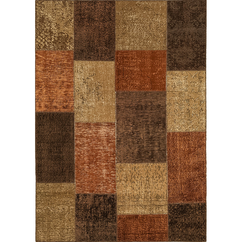 Tapis caramel en laine / coton noué à la main Boole