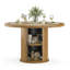 Table de salle à manger ronde 43 po pour 4 personnes, petite table de cuisine en bois avec base en métal robuste, table de salle à manger ronde moderne pour salle à manger, assemblage facile-129879142-129879140