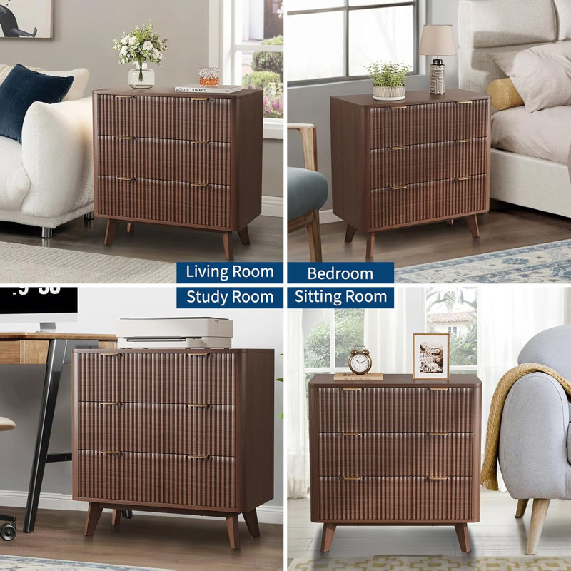 81.3cm W Manufactured Wood Bedside Table, Dark Brown