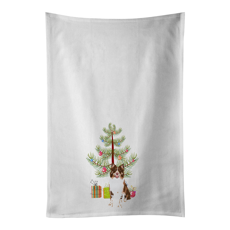 Ensemble de 2 serviettes de cuisine de Noël australiennes en forme de tricolore rouge no 2