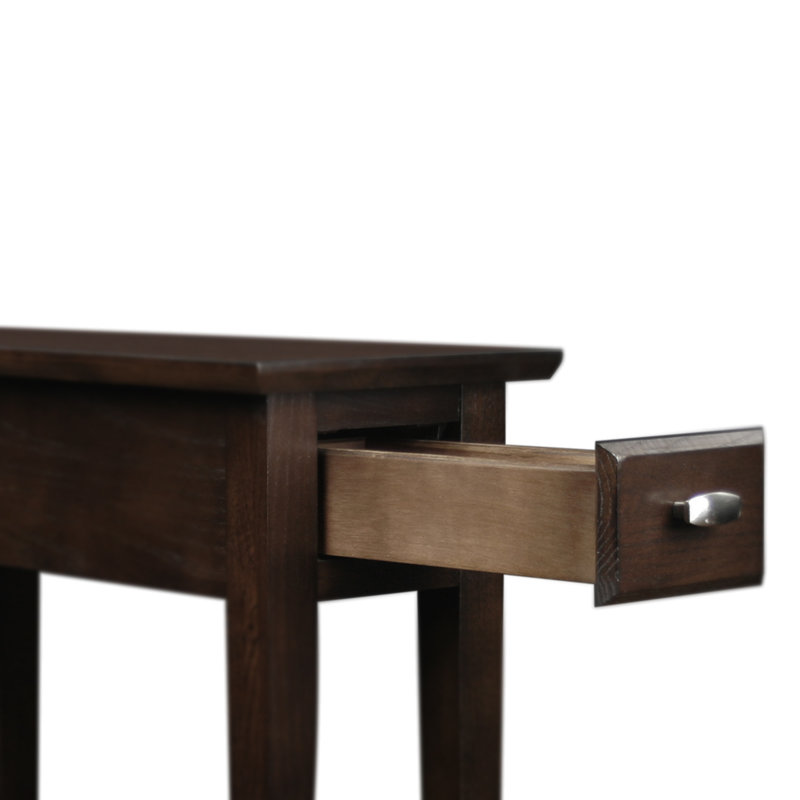 Table de chevet étroite en bois massif et manufacturé, Chocolat cerise