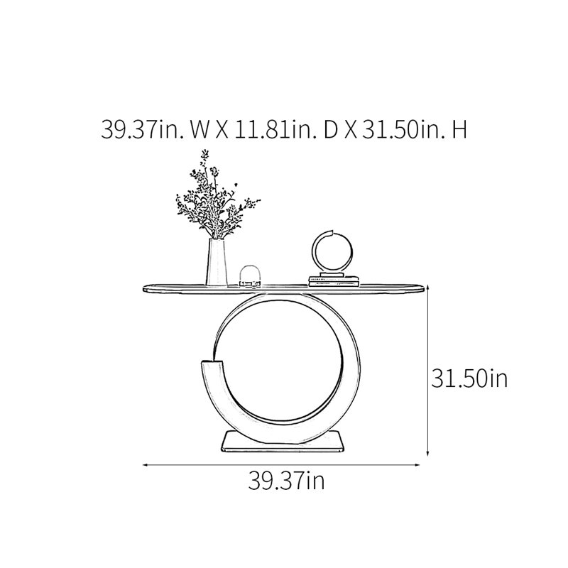Console Modern Minimalist Luxury Art, Or champagne, H 31,5 po x l 39,37 po x P 11,81 po