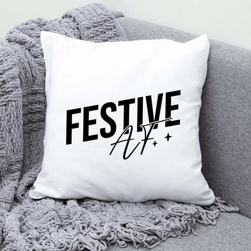 Christmas_Black-16 Polyester/Polyester Blend Reversible Throw Pillow, 16" x 16"