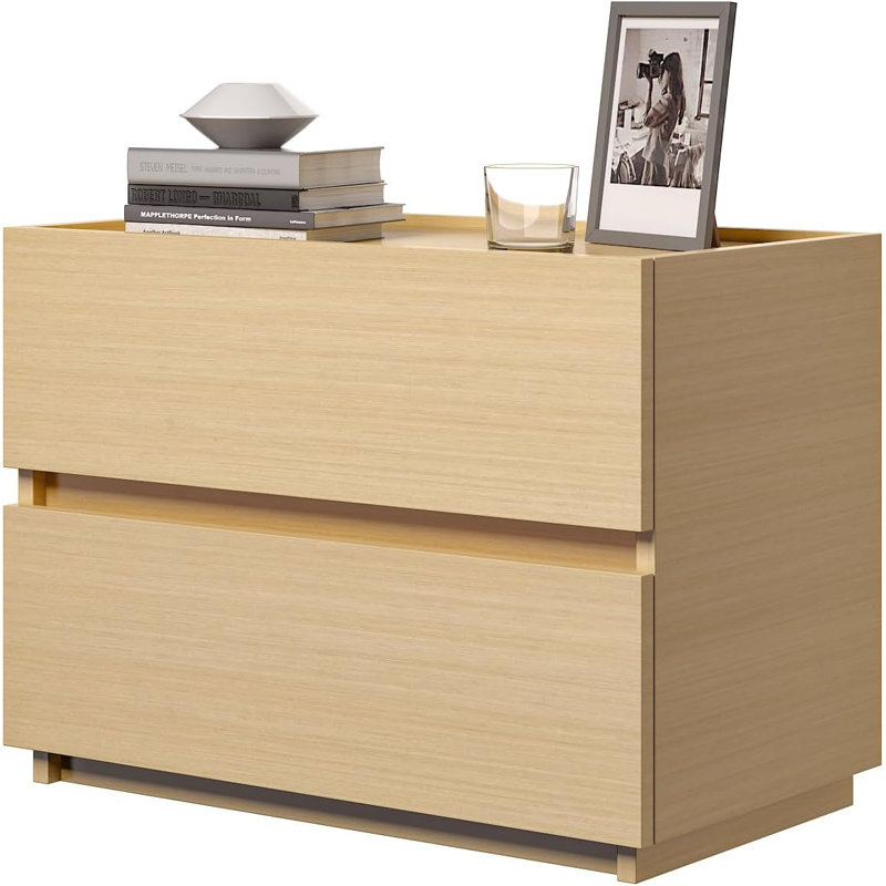 Commode 2 tiroirs empilable, 23,6 po, Chêne