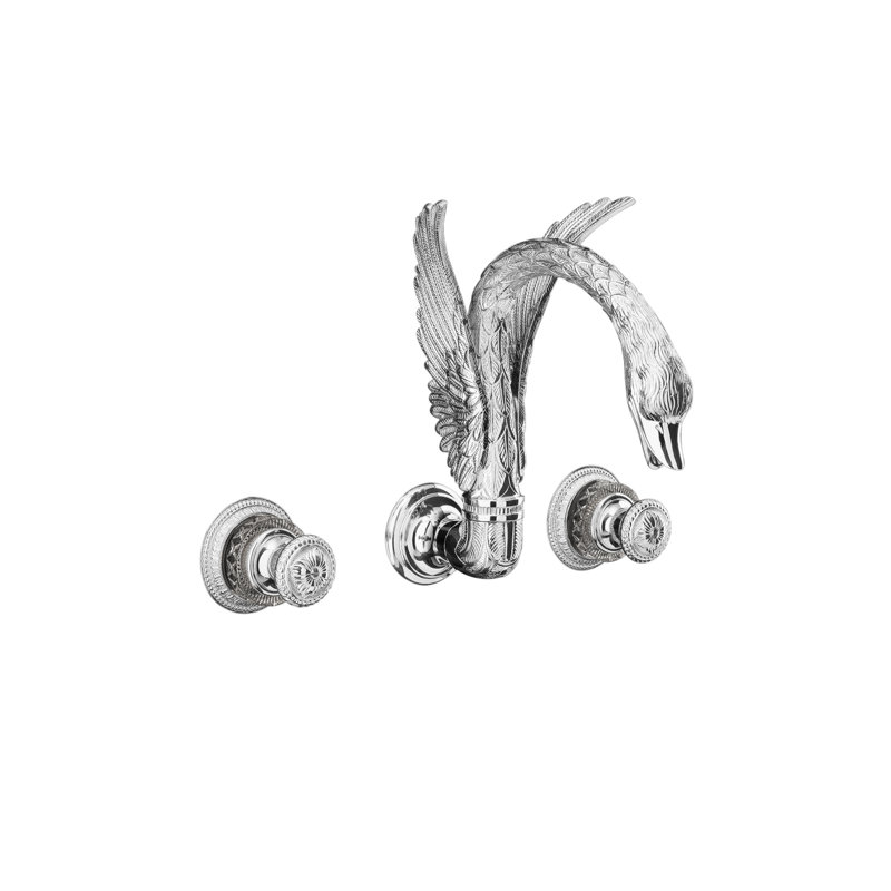Swan Mixer Wall Mounted Bathroom Faucet, Chrome