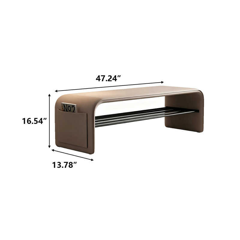 Banc à langer intégré en cuir véritable 31,5 po Milk Coffee, 16.54" H x 47.24" W x 13.78" D