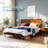  Solid Wood Bed Frame with Headboard, Platform Bed 800lbs Capacity, Compatible with All Mattress Types, Scandinavian Signature, No Box Spring Needed-1706562545-1706562547