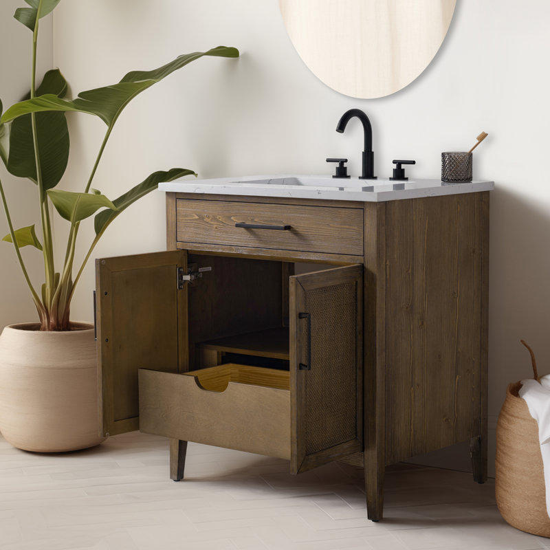 Meuble-lavabo simple 30 po avec dessus Sebastiano, Brun antique