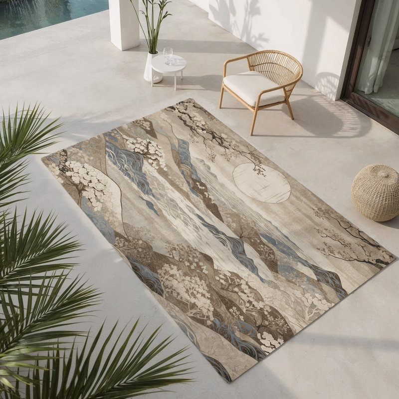 Tapis intérieur et extérieur Scarlet Cascade, Rectangulaire 3 pi x 5 pi