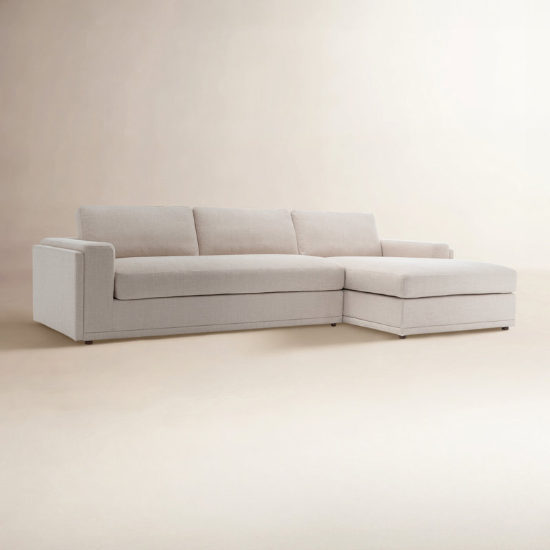 Essex 2-Piece 118" Upholstered Sectional, Mélange de coton beige, Orienté à droite