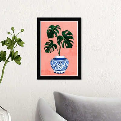 Floral and Botanical Chinoiserie Monstera Botanicals - Cadre photo, reproduction d'art sur papier