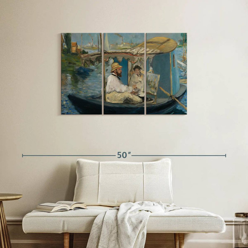 Leisha Claude Monet dans son bateau-atelier, H 24 po x l 38 po