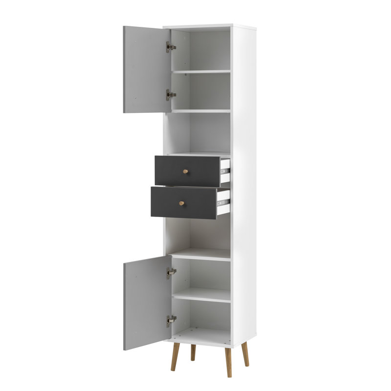 Linen Cabinet, White/Grey/Anthracite
