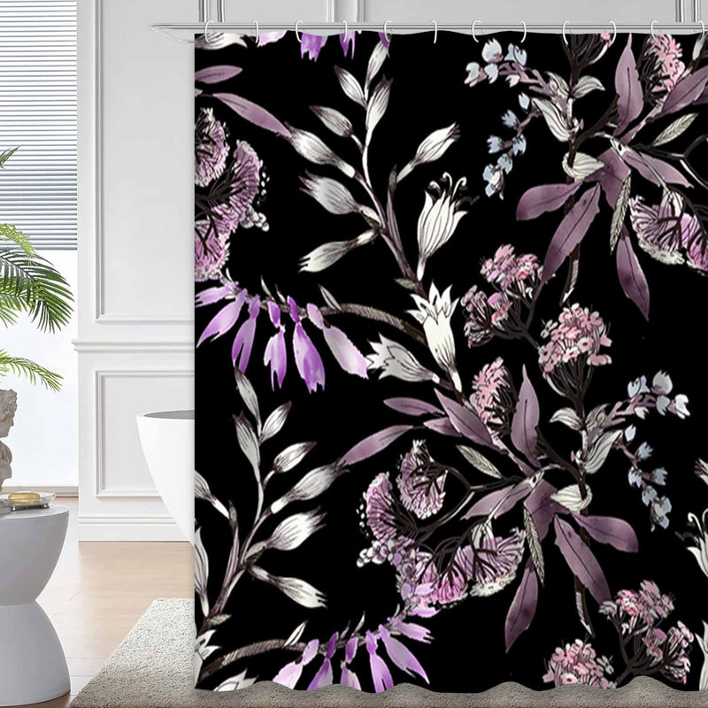 Rideau de douche avec 12 crochets, 72" L x 72" W