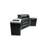 Mont Alpi Mai805-bss45 44-inch 6-burner 115000 Btu 45 Degree Black Stainless Steel Gas Outdoor Kitchen Bar Island Grill W/infrared Side & Rear Burners + Granite Countertops + Storage Drawers