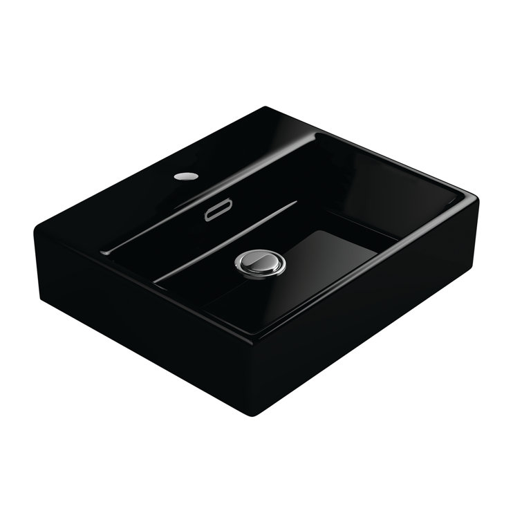 WS Bath Collections Quattro 16.5'' Ceramic Rectangular Bathroom Sink with Overflow