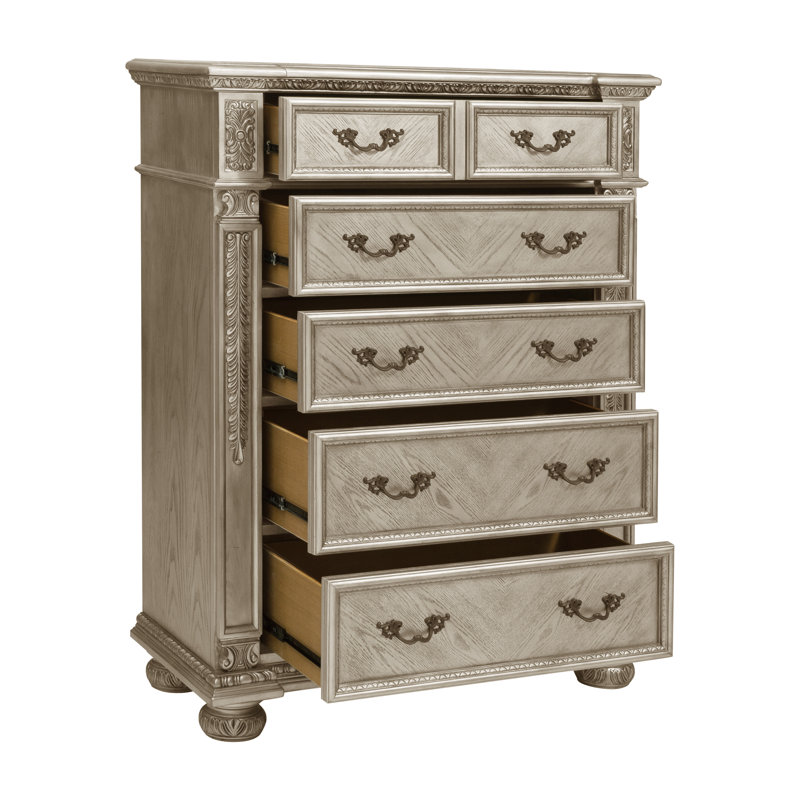 Commode 6 tiroirs 42 po Amonni, Doré platine