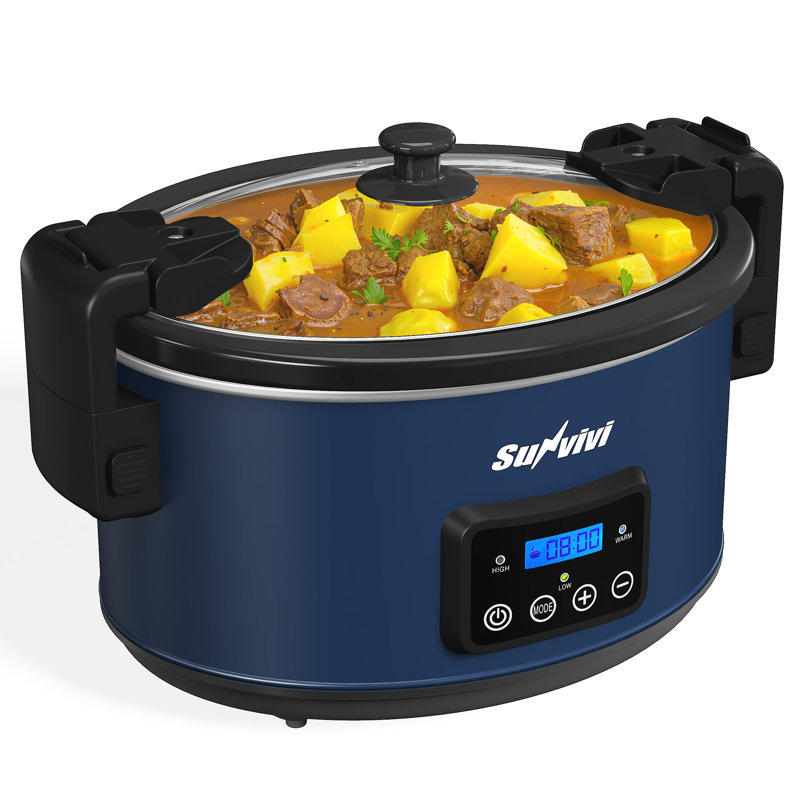 8.5 Quart Programmable Slow Cooker With Locking Lid, Blue