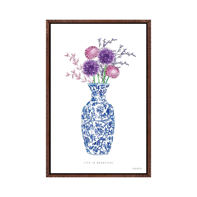 Chinoiserie Style II 1 Piece Painting on Canvas, 152.5 cm H x 101.5 cm W, Classic Brown Wood Framed