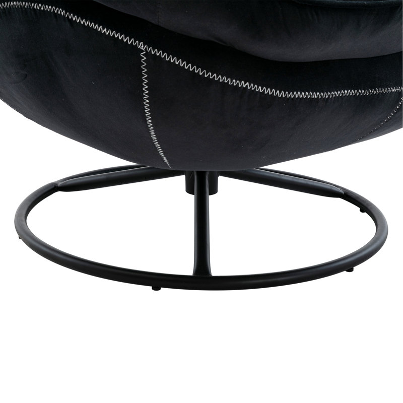 Fauteuil d'appoint avec repose-pieds Anouk, Velours noir