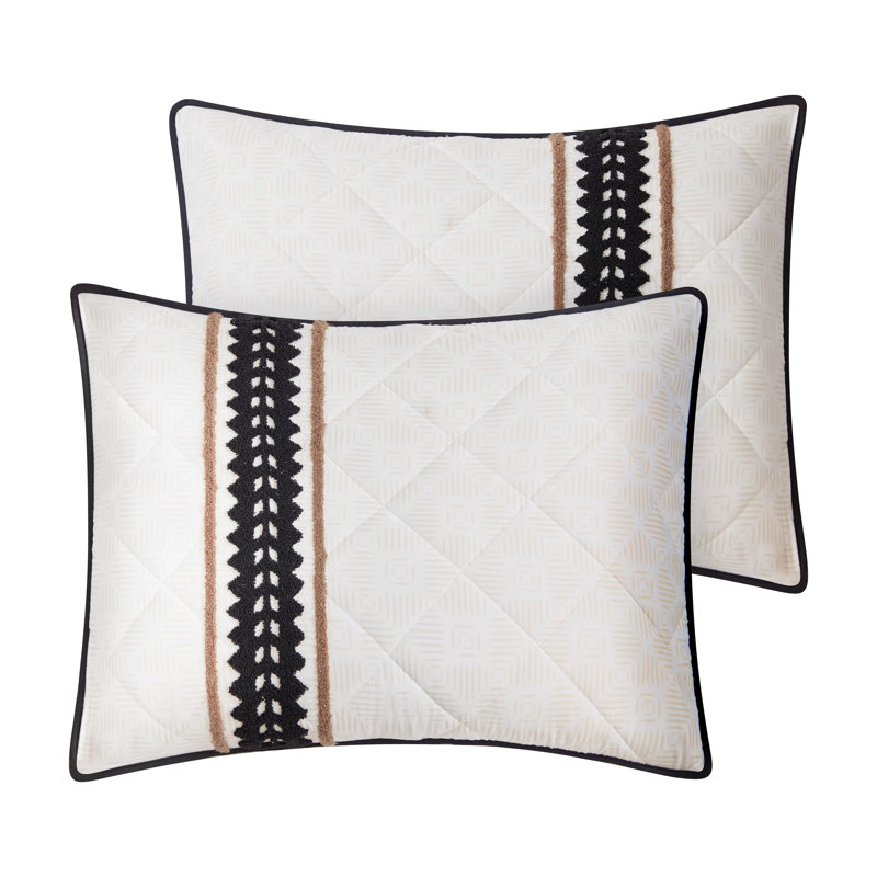 Full Black and Tan Reversible Microfiber Quilt Set