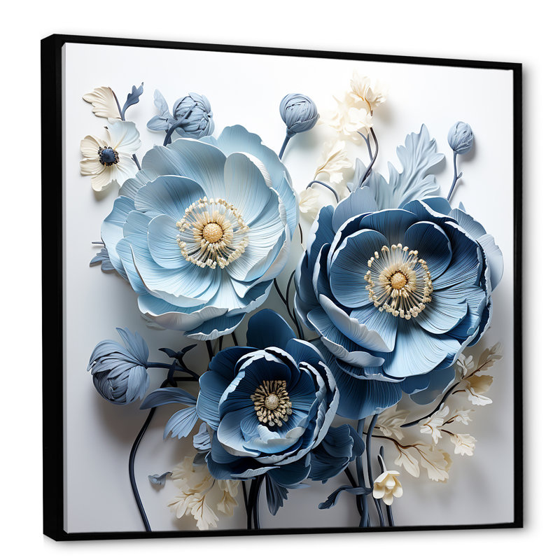 «Ranunculus Bouquet VI», reproduction sur toile, Cadre flottant noir, H 30 po x l 30 po x P 1 po