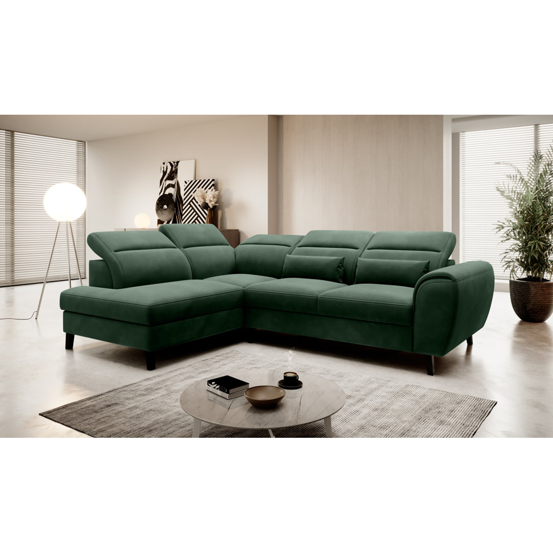 Ecksofa Antora aus Samt mit Bettfunktion