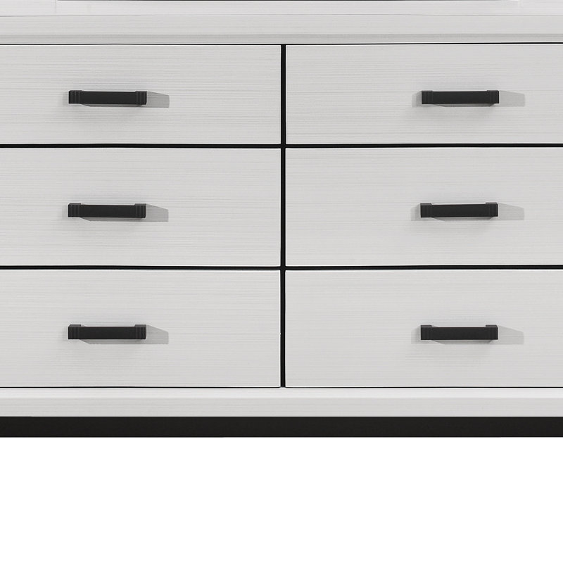 Commode double 6 tiroirs Keaunte, Blanc
