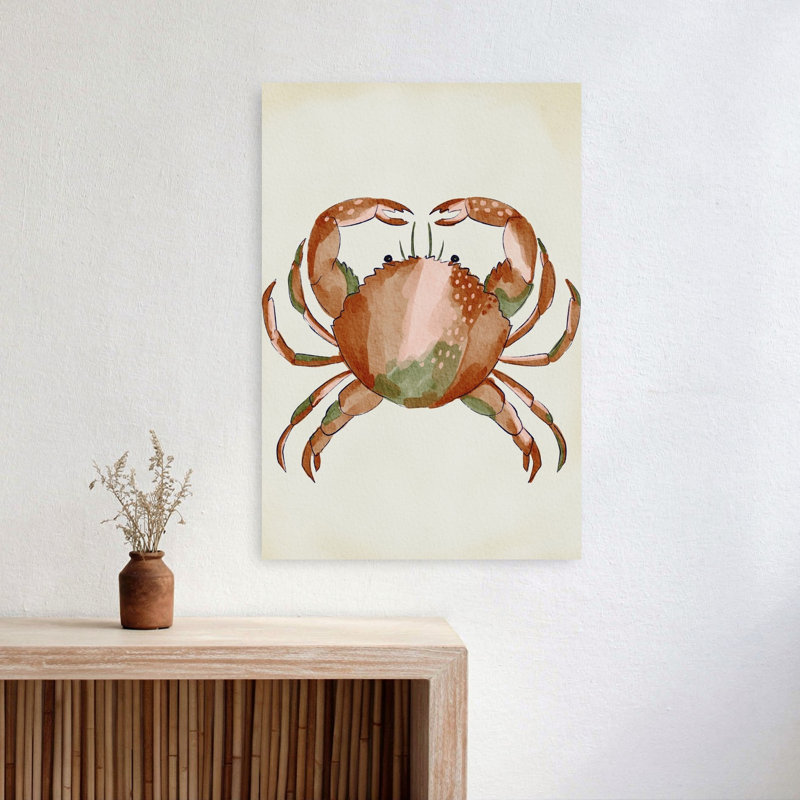 Aquarelle, crabe, coquillages, crabe