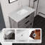 Meuble-lavabo autoportant avec comptoir en marbre de culture et fermeture en douceur-698655589