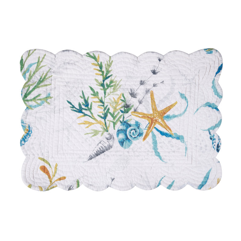 Marlowe Sound White and Blue Cotton Placemat Set of 6