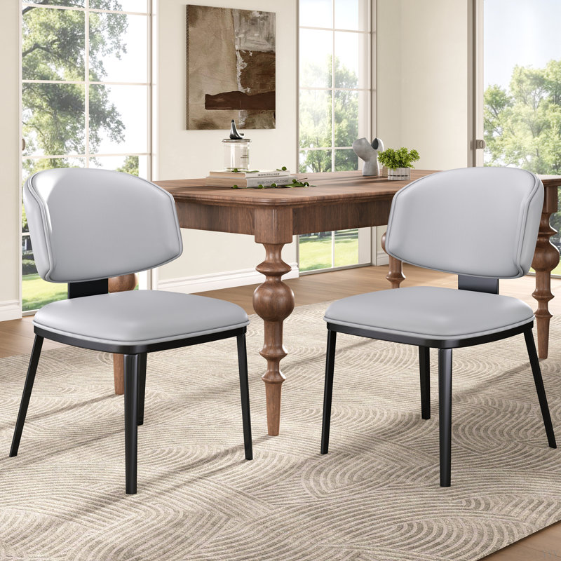 Chaises de salle à manger rembourrées en cuir de polyuréthane, chaises d'appoint pour salles à manger, cuisines et salons (ensemble de 2)