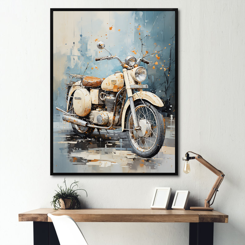 Classic Vintage Scooter I sur impression sur toile, H 40 po x l 30 po x P 1,5 po, Cadre flottant noir