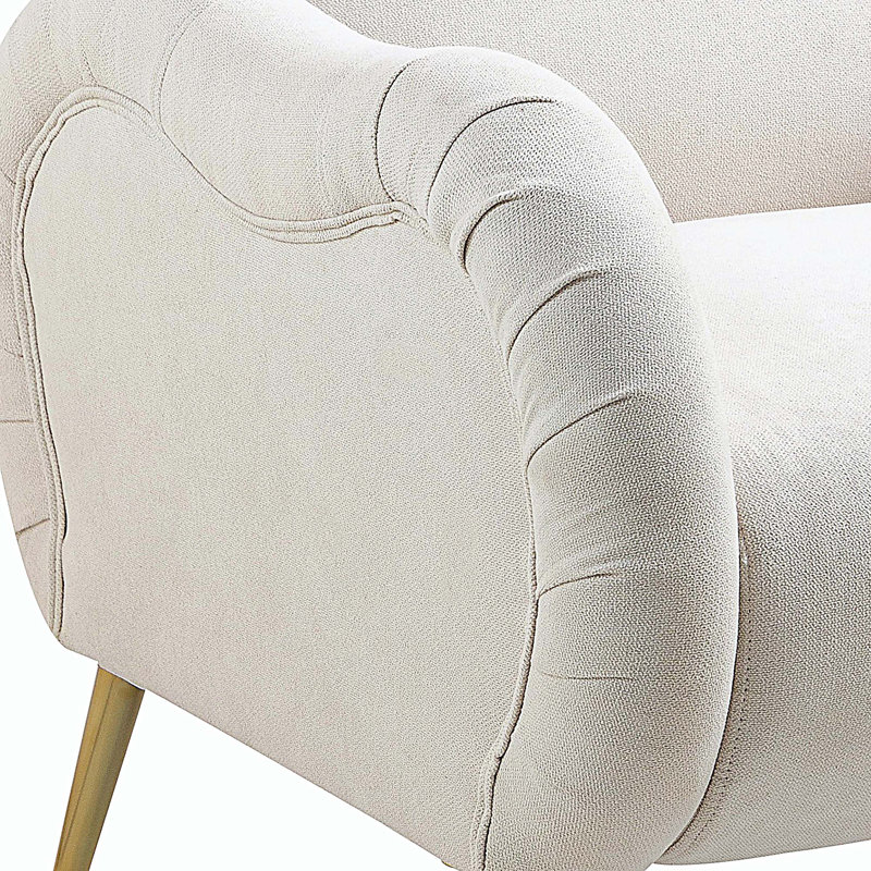 Chaise d'appoint avec pieds en métal doré, Beige