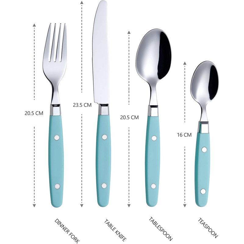 Exzact 24 Stainless Steel Cutlery Set, Service for 6, Turquoise