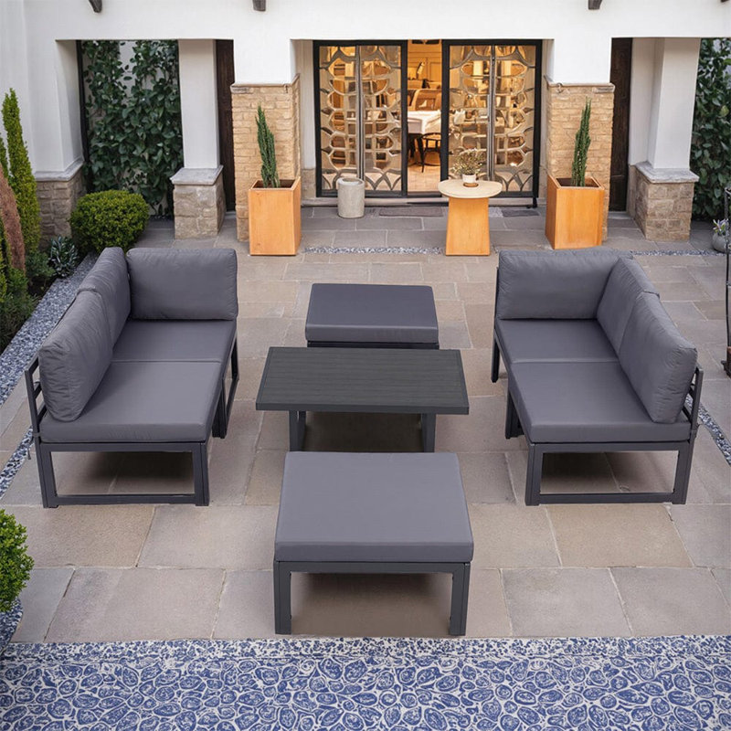 Berendine Wicker 6 - Person Garden Lounge Set with Cushions