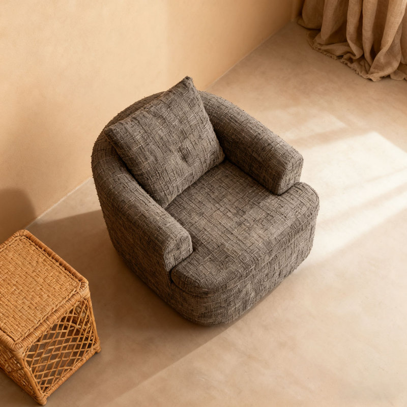 Chaise d'appoint avec structure en métal, chaises de salon rembourrées avec coussins, Brun