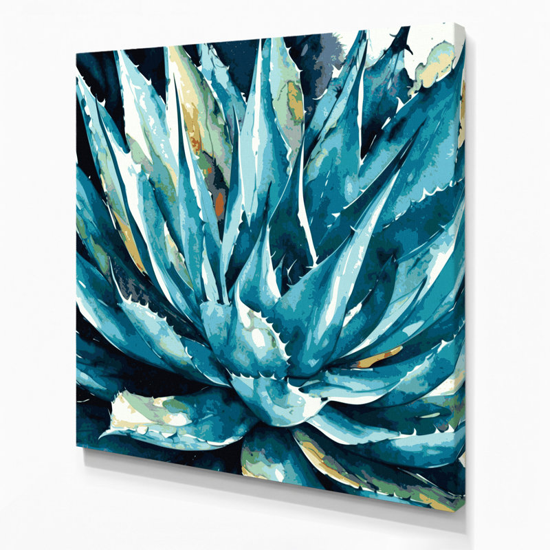 «Southwestern Plants Agave Plant 151», art mural sur toile bleue, H 32 po x l 32 po