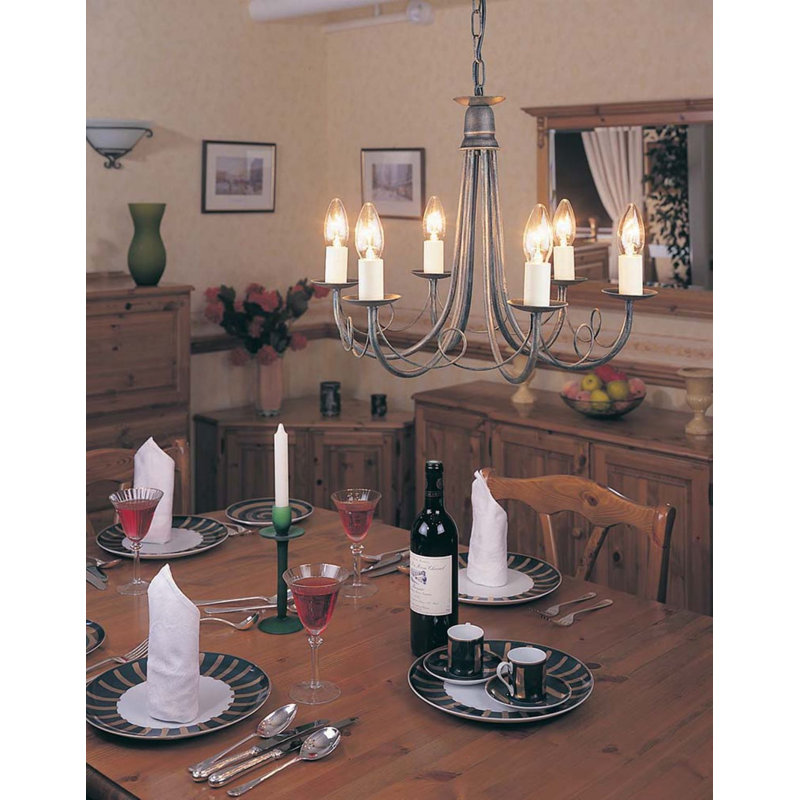 Cline 6 - Light Candle Style Chandelier, Black/Gold