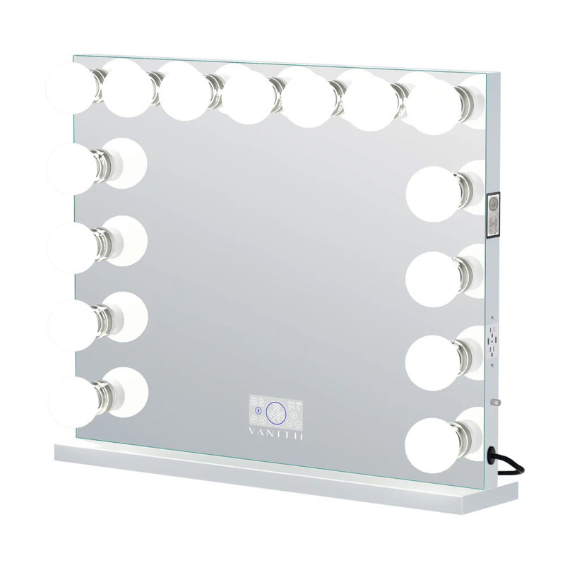 Miroir de maquillage avec ampoules à intensité variable et fixation murale Bluetooth, 31,5 po x 39,5 po