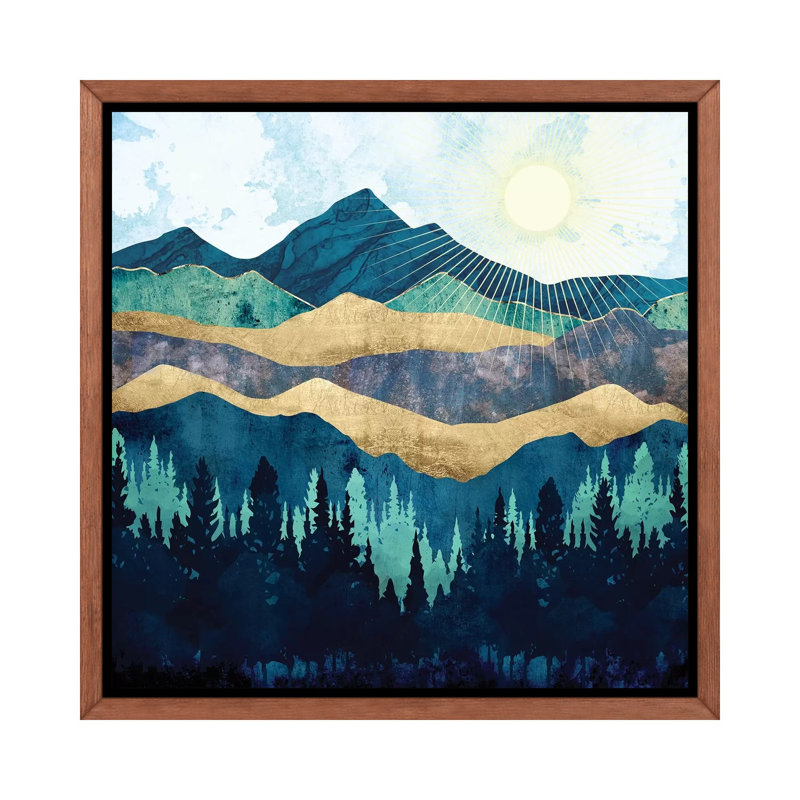 Forêt bleue - Imprimé, Cadre flottant brun, H 18 po x l 18 po x 1,5 po