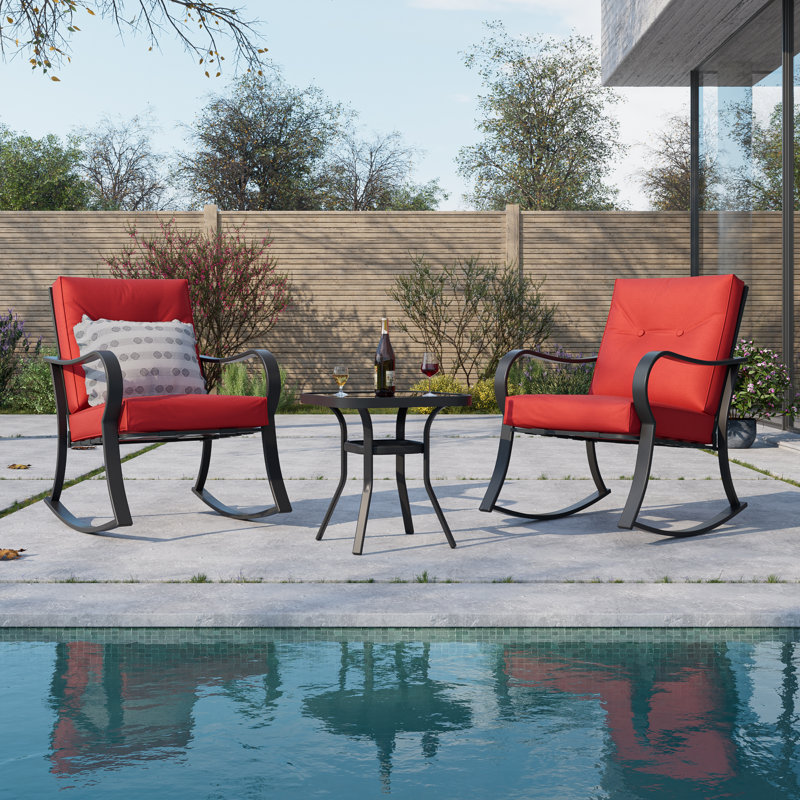 Ensemble de conversation berçant avec coussins 3 pièces Britan, Rouge