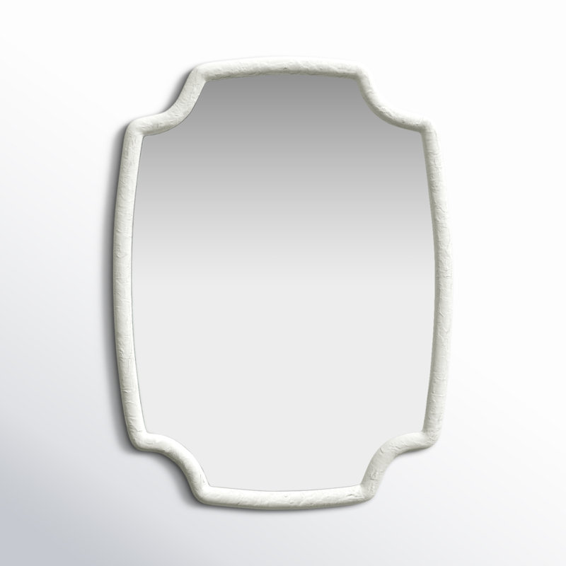 Selene Flat Beveled Mirror, White