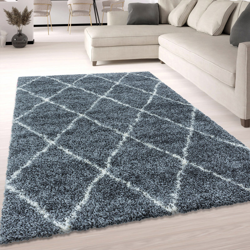 Curstin Geometric Shag Area Rug, Rectangle 60 x 110cm